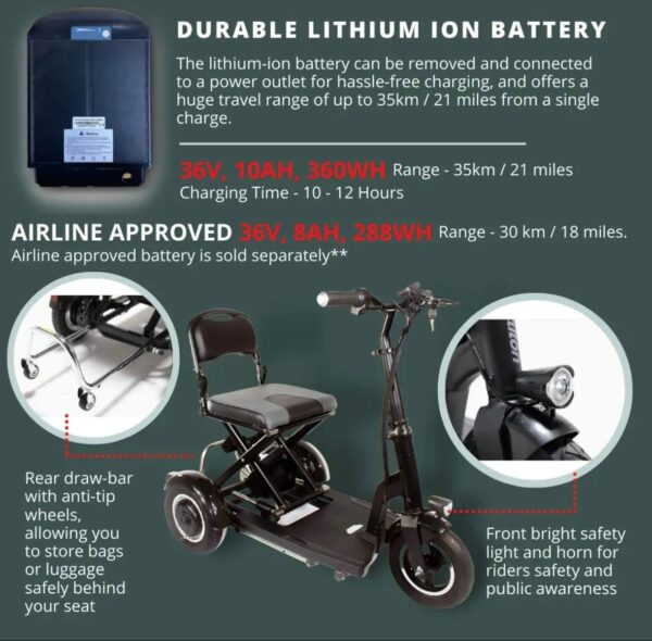SCOOTER ELETTRICO A 3 RUOTE PIEGHEVOLE - immagine 7
